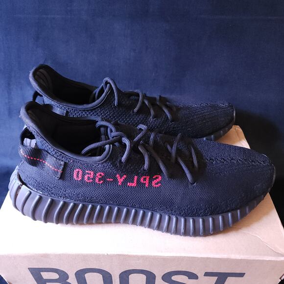 Mens Size 11.5 adidas Yeezy Boost 350 V2 Low Bred Black Shoes Authentic CP9652 - Picture 2 of 13